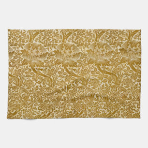William Morris Roos & Thistle Floral Golden Theedoek