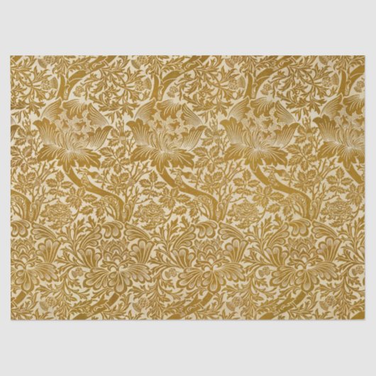 William Morris Roos & Thistle Floral Golden Tissuepapier (Voorkant)