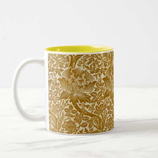 William Morris Roos & Thistle Floral Golden Tweekleurige Koffiemok (Links)