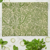 William Morris Roos & Thistle Floral Green Theedoek (Gevouwen)