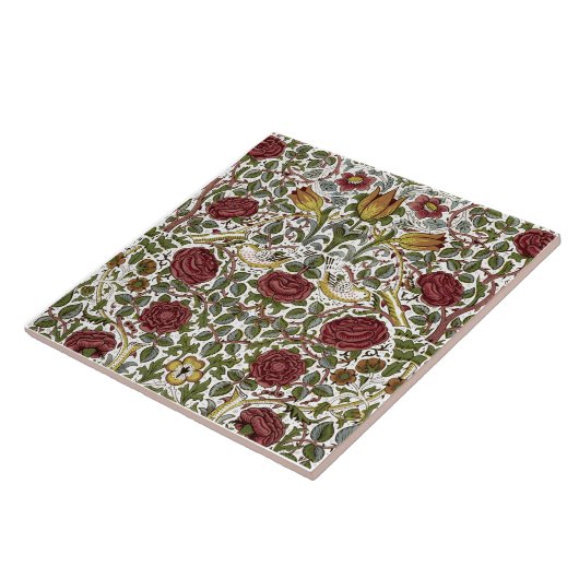 William Morris  Roos & vogelpatroon Tegeltje (Zijkant)