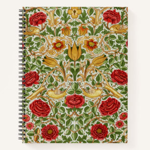 William Morris Roos & Vogels Chintz Rood Notitieboek