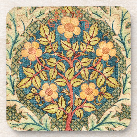 William Morris Roos Wreath Bier Onderzetter (Voorkant)