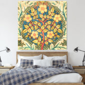 William Morris Roos Wreath Canvas Afdruk (Insitu (Slaapkamer))