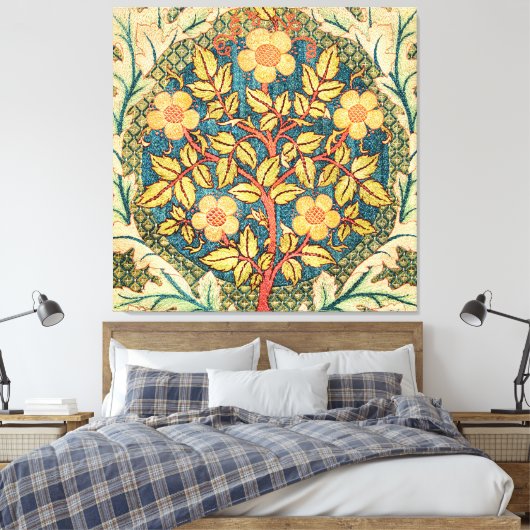 William Morris Roos Wreath Canvas Afdruk (Insitu (Slaapkamer))