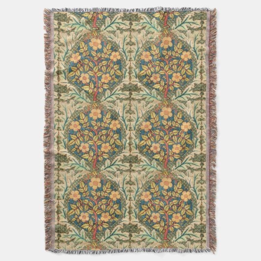 William Morris Roos Wreath Deken (Voorkant Verticaal)