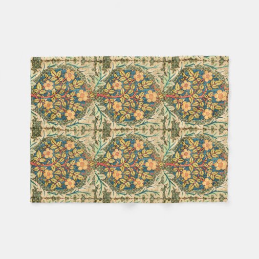 William Morris Roos Wreath Fleece Deken (Voorkant (Horizontaal))