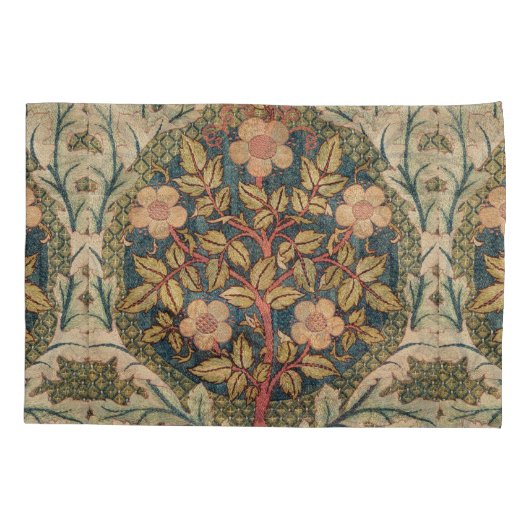 William Morris Roos Wreath  Flowering Roos Kussensloop (Achterkant-Links)