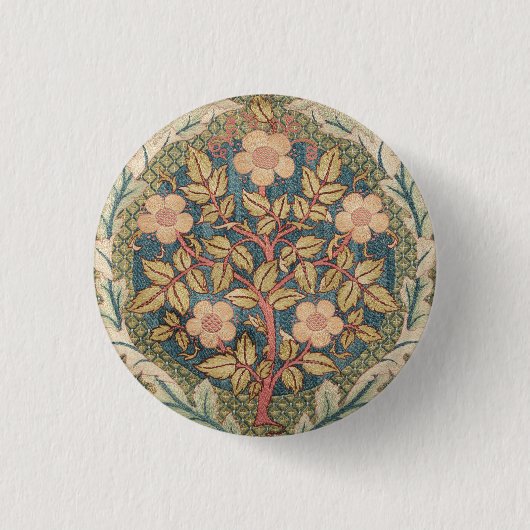 William Morris Roos Wreath  Flowering Roos Ronde Button 3,2 Cm (Voorkant)