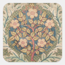 William Morris Roos Wreath  Flowering Roos Vierkante Sticker
