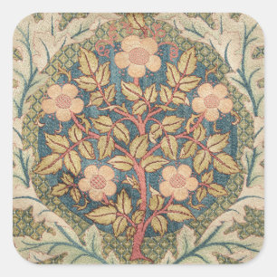 William Morris Roos Wreath  Flowering Roos Vierkante Sticker