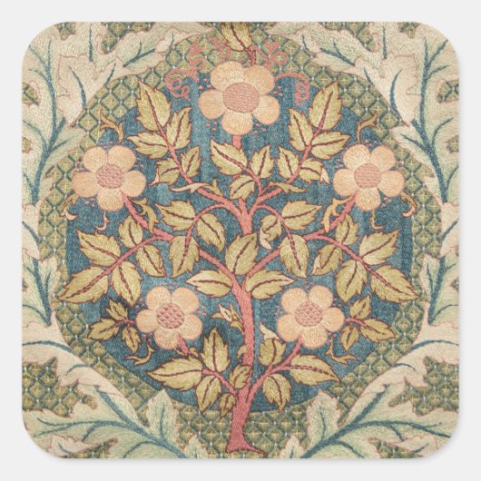 William Morris Roos Wreath  Flowering Roos Vierkante Sticker (Voorkant)