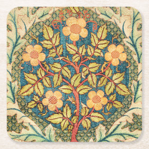 William Morris Roos Wreath Kartonnen Onderzetters