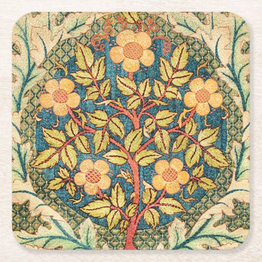 William Morris Roos Wreath Kartonnen Onderzetters (Voorkant)