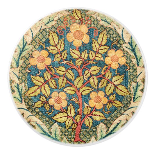 William Morris Roos Wreath Keramische Knop (Voorkant)