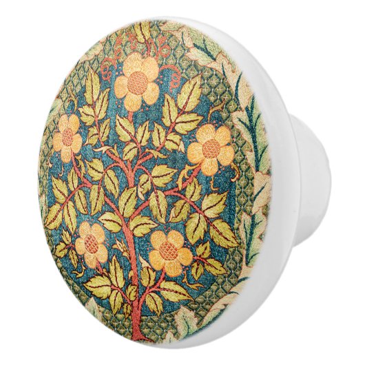 William Morris Roos Wreath Keramische Knop (Rechts)