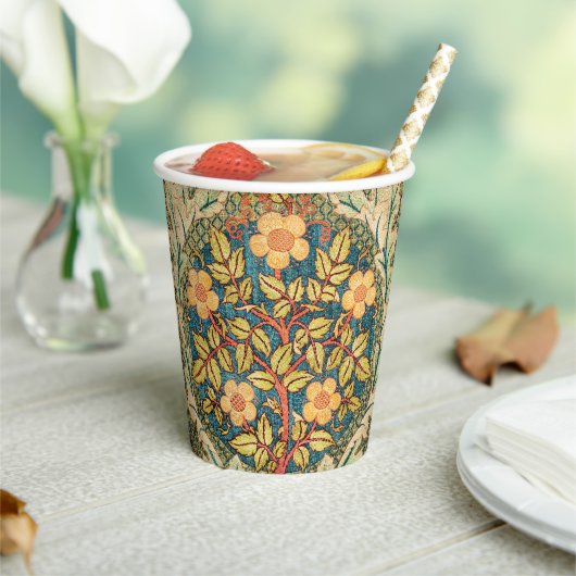 William Morris Roos Wreath Papieren Bekers (Insitu)