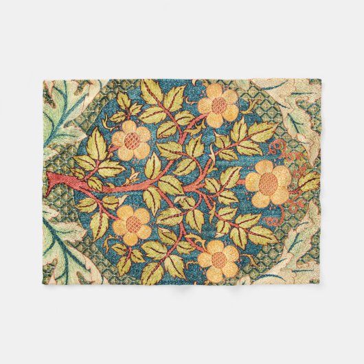 William Morris Roos Wreath (Zoomed) Throw Blanket Fleece Deken (Voorkant (Horizontaal))