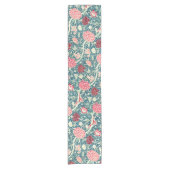 William Morris Rose Goud Groen Blauw Bloempatroon Korte Tafelloper (Voorkant)
