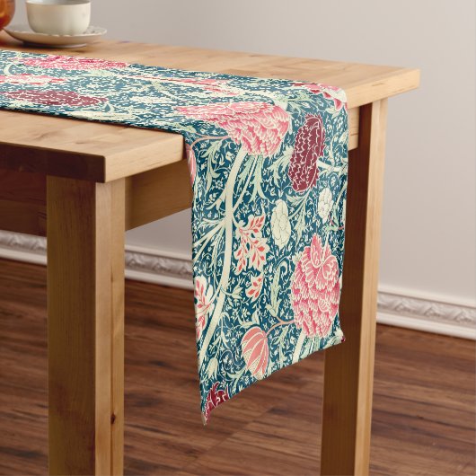 William Morris Rose Goud Groen Blauw Bloempatroon Korte Tafelloper (Voorbeeld)
