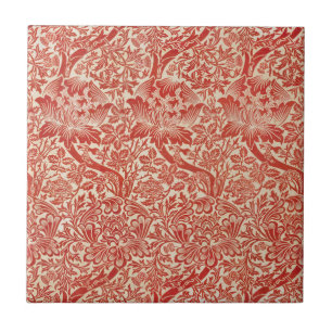 William Morris Rose & Thistle Bloem Rood Tegeltje