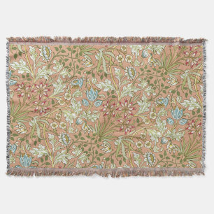 William Morris roze blauw wit groen Deken