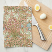 William Morris roze blauw wit groen Theedoek (Quarter Fold)