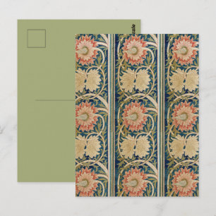 William Morris Roze Bloem Zijde Borduurwerk Antiek Briefkaart