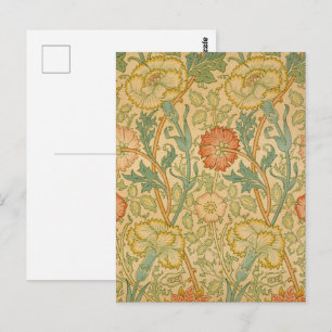 William Morris - roze en Roos Briefkaart