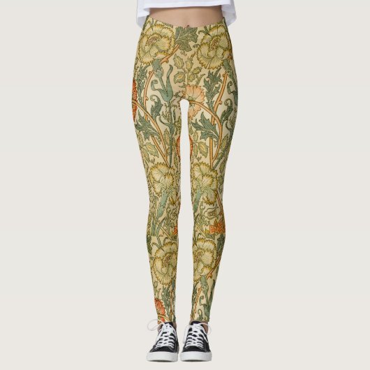 William Morris -  roze en Roos Leggings (Voorkant)