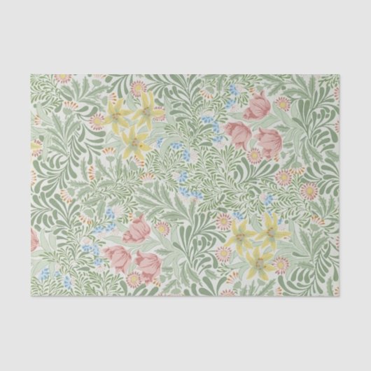 William Morris - roze & gele lentebloemen Tissuepapier (Voorkant)