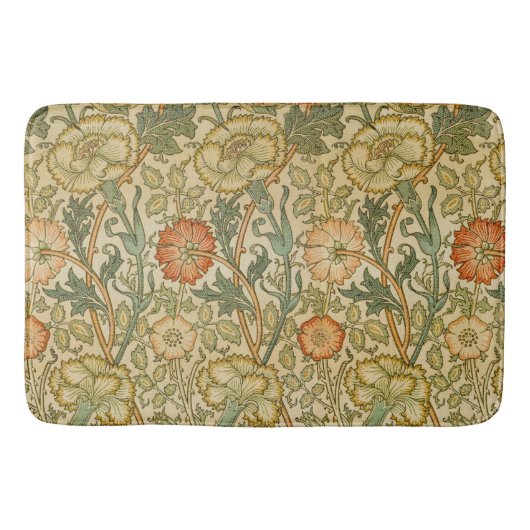 William Morris Roze Roos Bloemrand Kunst Badmat (Voorkant)