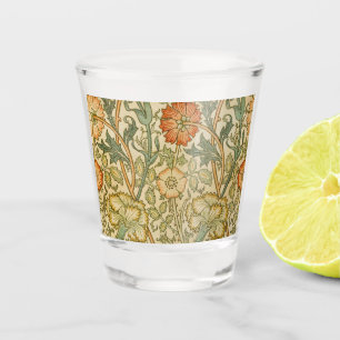 William Morris Roze Roos Bloemrand Kunst Shot Glas