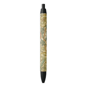 William Morris Roze Roos Bloemrand Kunst Zwarte Inkt Pen