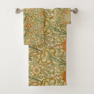 William Morris Roze Roos Rand Bloemstuk Kunst Bad Handdoek
