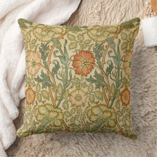William Morris Roze Roos Rand Bloemstuk Kunst Kussen