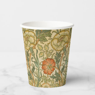 William Morris Roze Roos Rand Bloemstuk Kunst Papieren Bekers