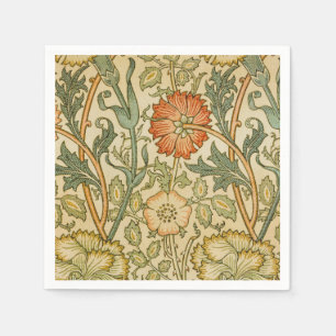 William Morris Roze Roos Rand Bloemstuk Kunst Servet