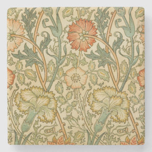 William Morris Roze Roos Rand Bloemstuk Kunst Stenen Onderzetter