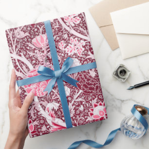 William Morris Roze Roségoud Bloempatroon Cadeaupapier