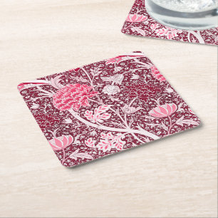 William Morris Roze Roze Goud Bloemmotief Kartonnen Onderzetters