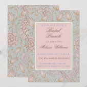 William Morris Roze Wild Tulpen Blauw Bridal Brunc Kaart (Voorkant / Achterkant)