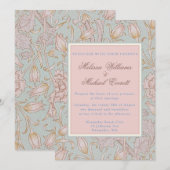 William Morris, Roze Wild Tulpen Zacht Blauw Bruil Kaart (Voorkant / Achterkant)