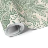 William Morris Saliegroen Tulp Patroon: Vintage Cadeaupapier (Rol Hoek)