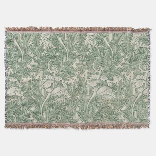 William Morris Saliegroen Tulp Patroon: Vintage Deken (Voorkant)