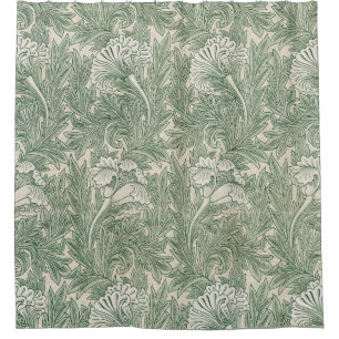 William Morris Saliegroen Tulp Patroon: Vintage Douchegordijn