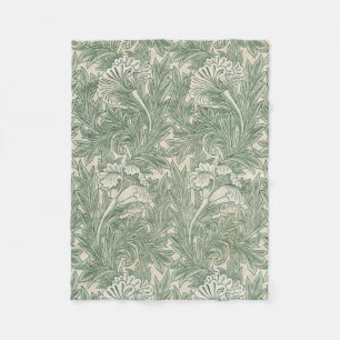 William Morris Saliegroen Tulp Patroon: Vintage Fleece Deken