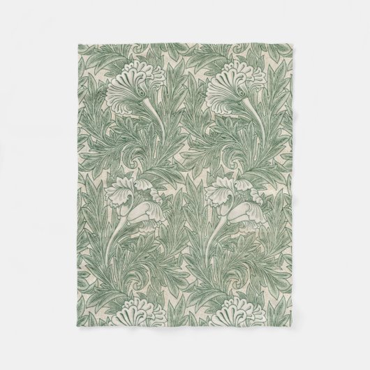 William Morris Saliegroen Tulp Patroon: Vintage Fleece Deken (Voorkant)