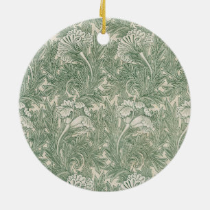 William Morris Saliegroene Tulp Patroon: Vintage Keramisch Ornament