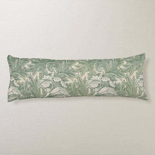 William Morris Saliegroene Tulp Patroon: Vintage Lichaamskussen (Achterkant)